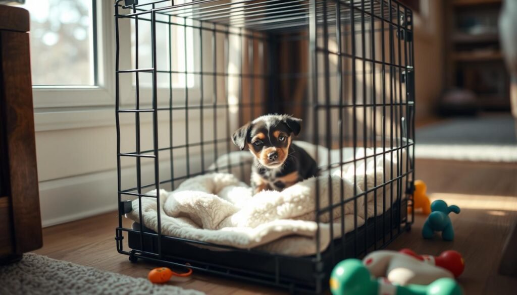 puppy's first time in crate puppy's first time in crate